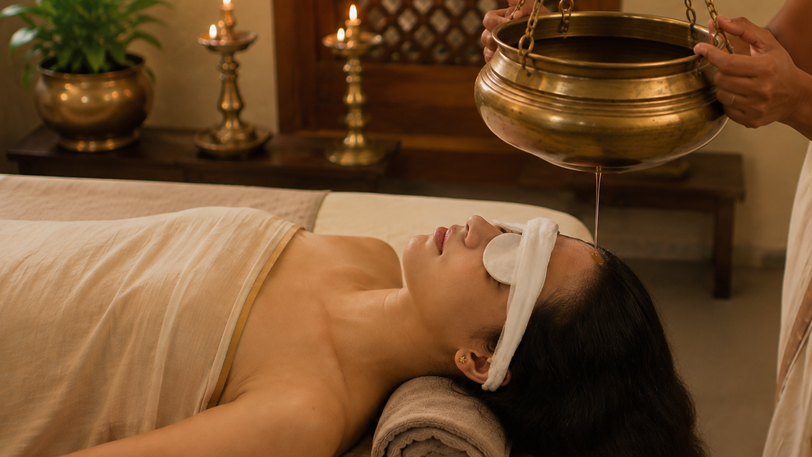 Ayurvedic therapy being administered at Janamitra Ayurveda Hospital
