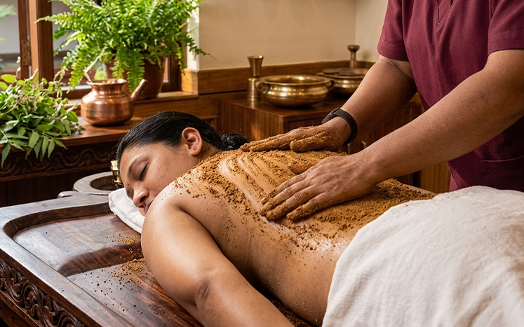Herbal powders prepared for an Udvartana massage
